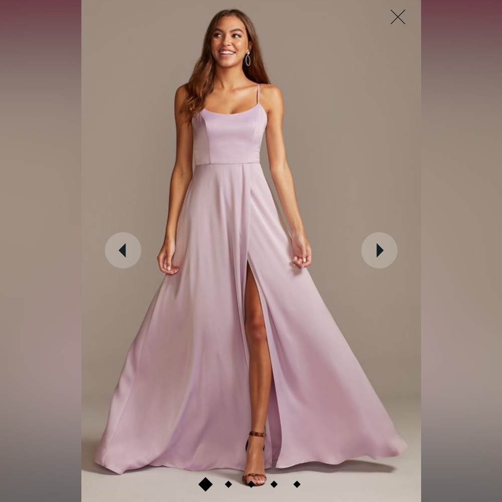 David’s Bridal Iris Crepe-Back Satin Spaghetti Strap Bridesmaid Dress